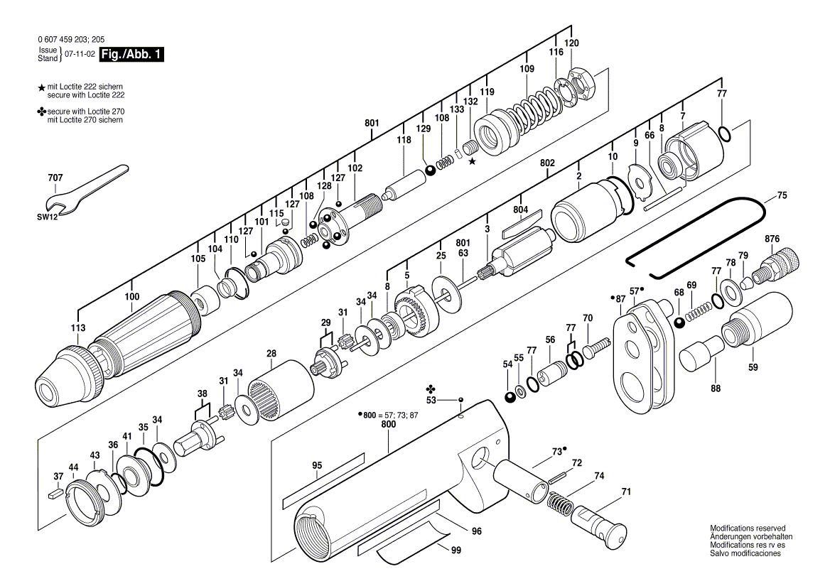 для шуруповерта Bosch 20 WATT-SERIE 20 WATT 0607459203, деталировка 1