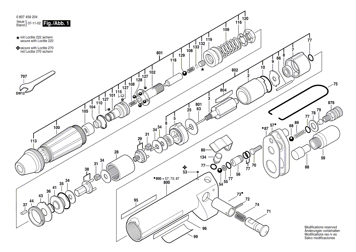 для шуруповерта Bosch 20 WATT-SERIE 20 WATT 0607459204, деталировка 1