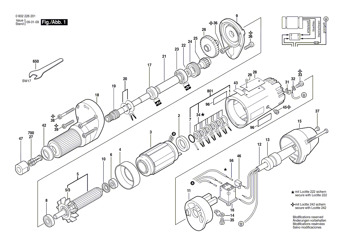 для прямой шлифовальной машины Bosch 135 V 0602226204, деталировка 1