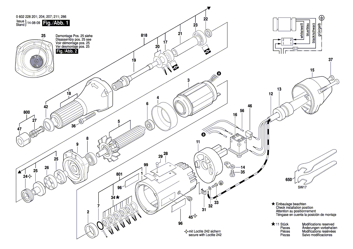 для прямой шлифовальной машины Bosch 135 V 0602228204, деталировка 1