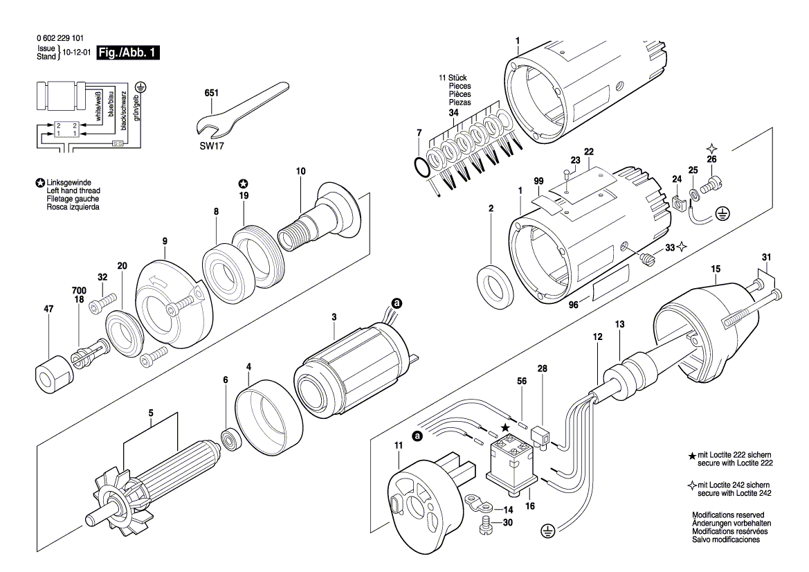 для прямой шлифовальной машины Bosch 135 V 0602229104, деталировка 1