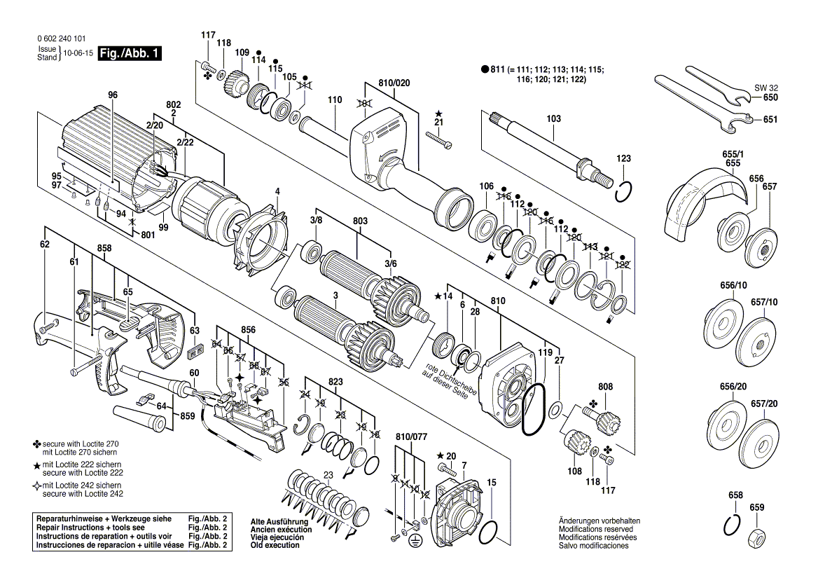 для прямой шлифовальной машины Bosch 135 V 0602240104, деталировка 1