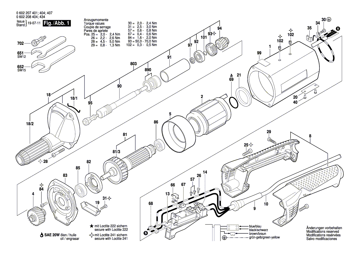 для прямой шлифовальной машины Bosch HGS 65/32 200 V 0602208434, деталировка 1