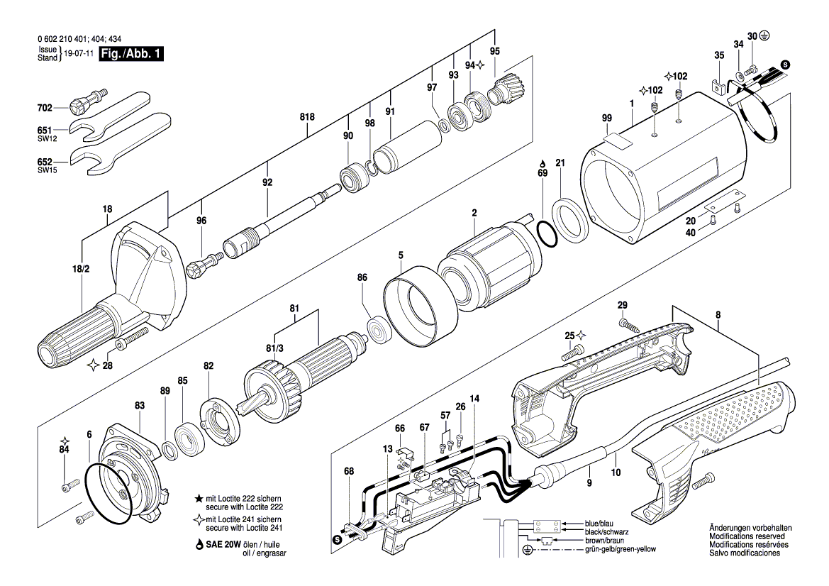 для прямой шлифовальной машины Bosch HGS 65/50 135 V 0602210404, деталировка 1