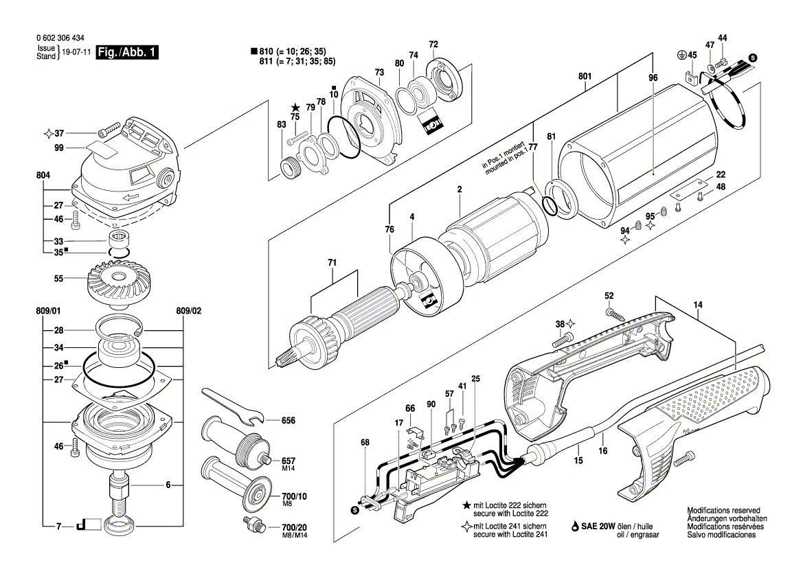 для угловой шлифмашины Bosch 0602306434, деталировка 1