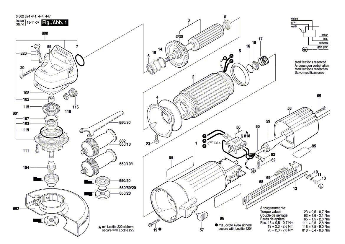 для угловой шлифмашины Bosch 0602324444, деталировка 1