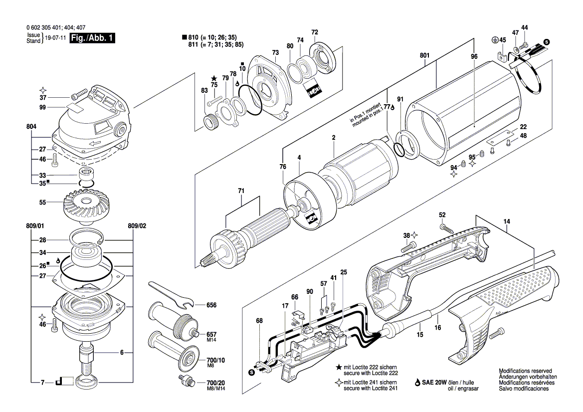 для угловой шлифмашины Bosch 135 V 0602305404, деталировка 1