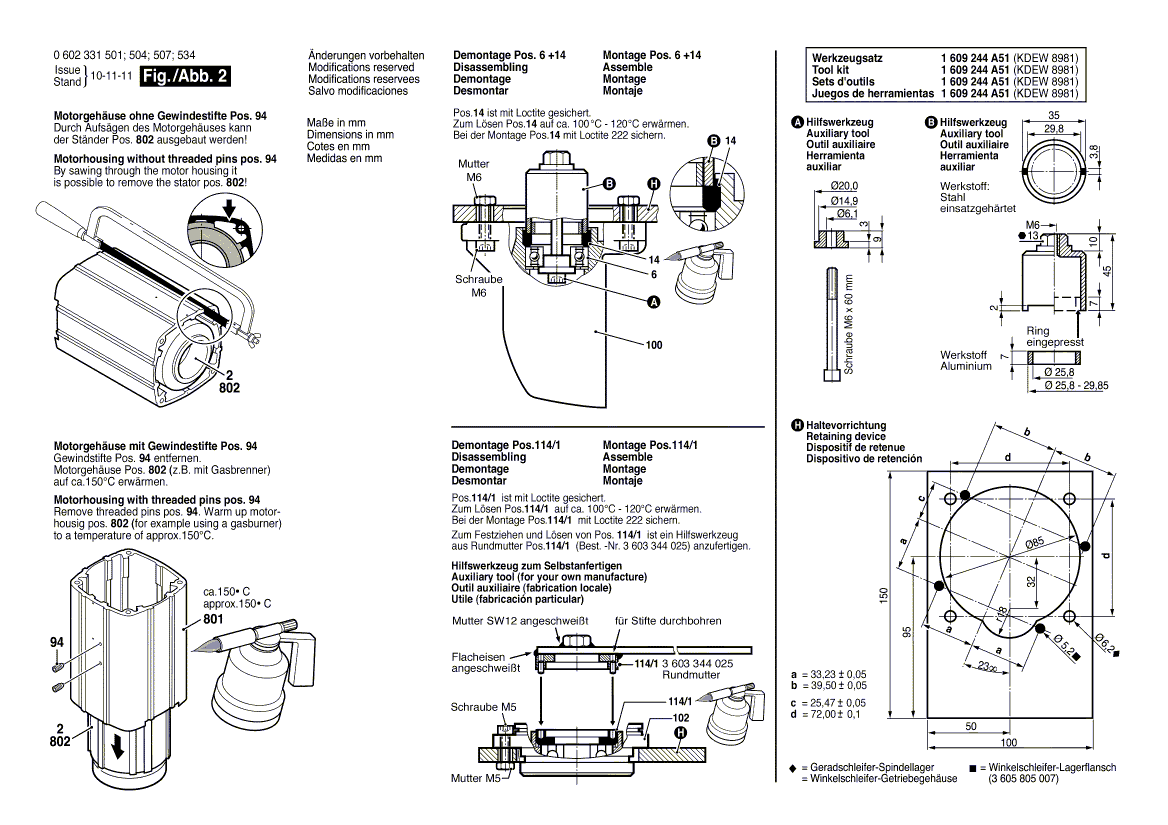 для угловой шлифмашины Bosch HWS 88/180 0602331501, деталировка 2