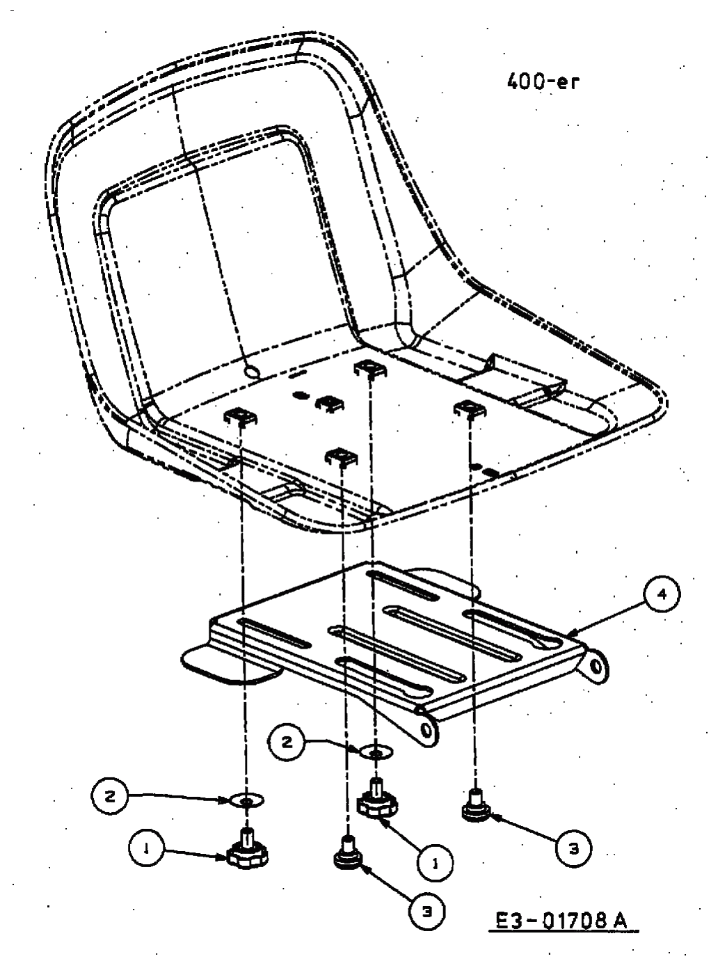 MTD Артикул 13A1452C600 (год выпуска 2003). Крепление сиденья