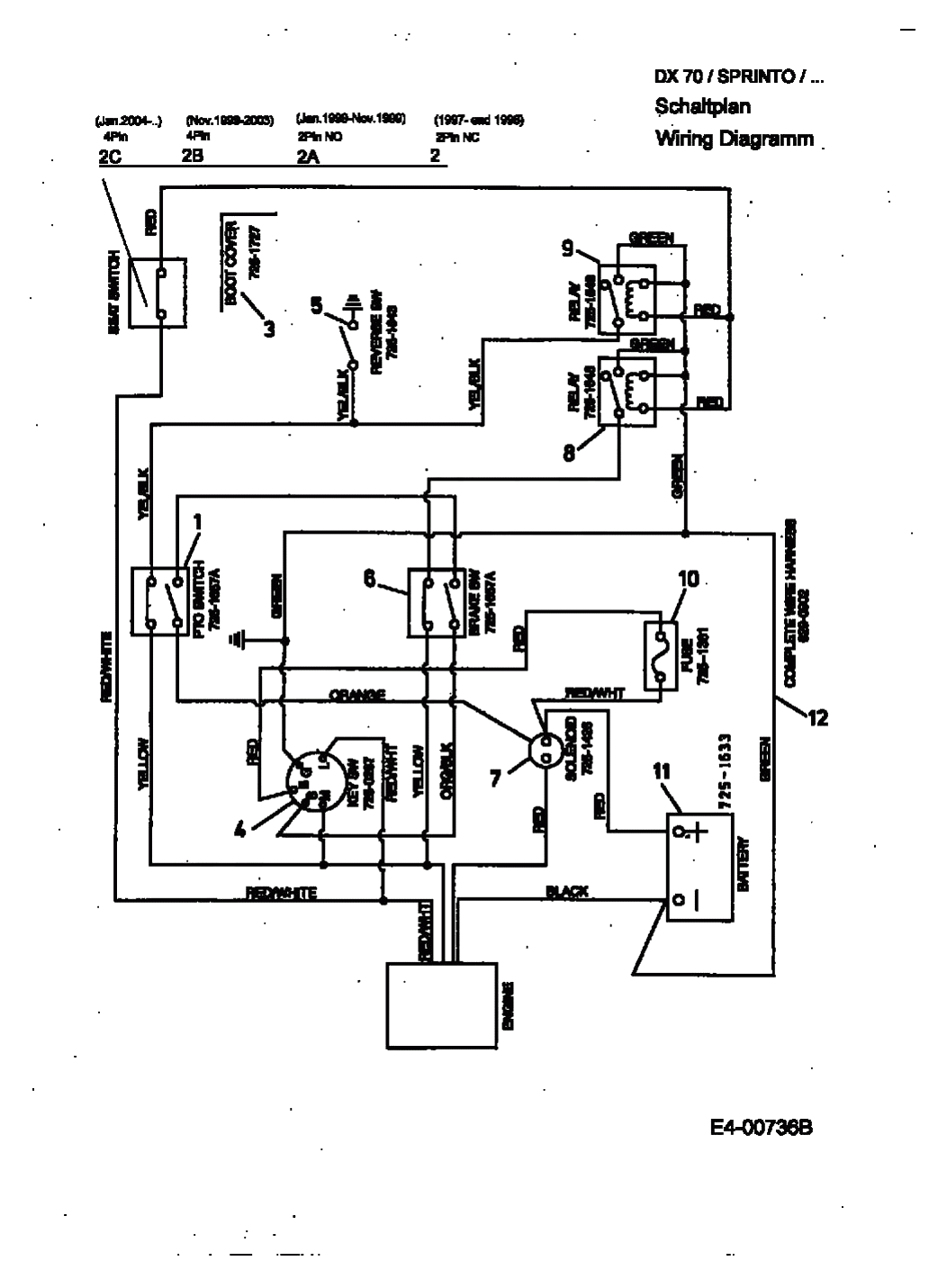 MTD Артикул 13A-310-678 (год выпуска 1998). Монтажная схема