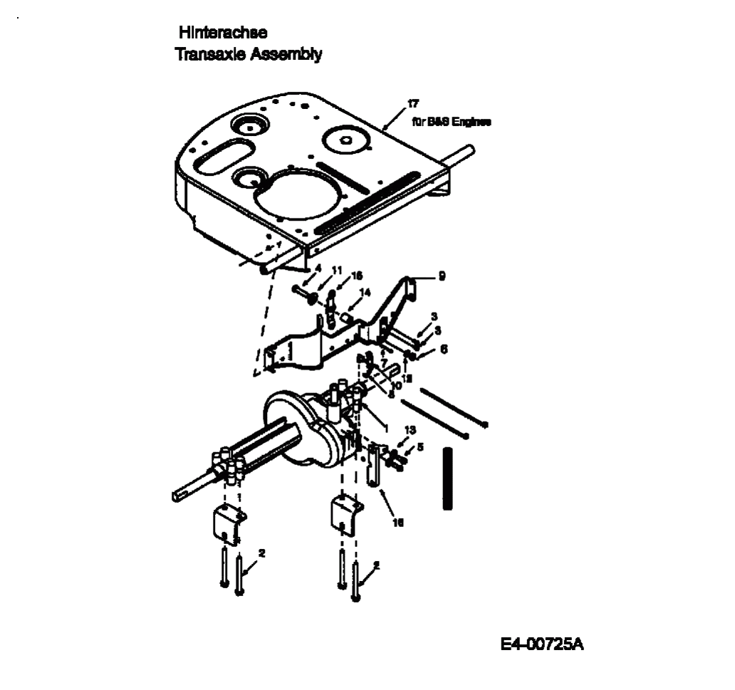 MTD Артикул 13A-312-678 (год выпуска 2000). Монтажные детали задней оси