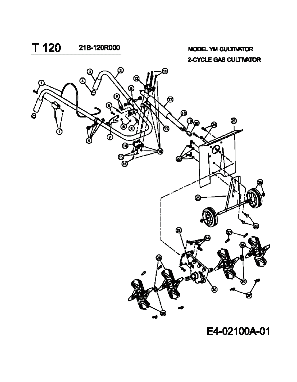 MTD Артикул 21B-120R000 (год выпуска 2004). Основная деталировка