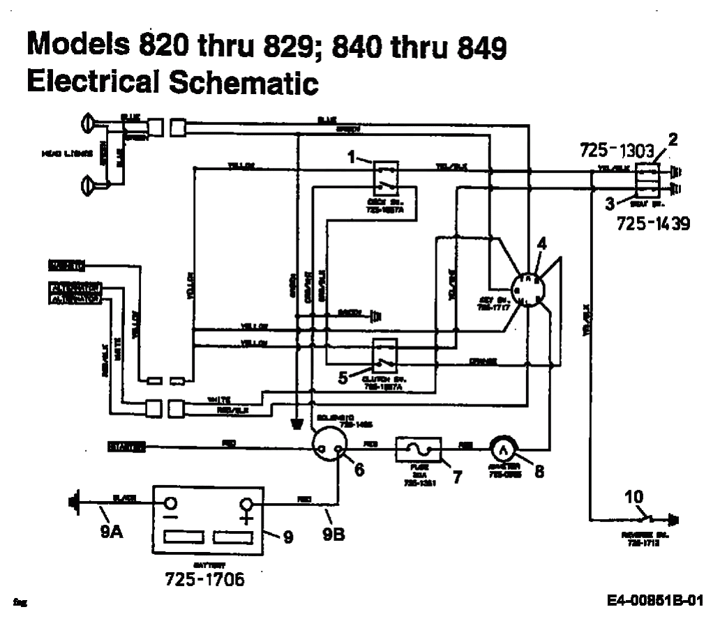 MTD Артикул 14AJ845H678 (год выпуска 1998). Монтажная схема