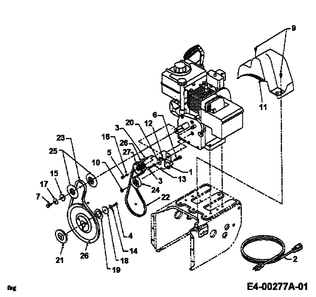 MTD Артикул 31A-611D678 (год выпуска 1998). Система привода, фрезерный диск