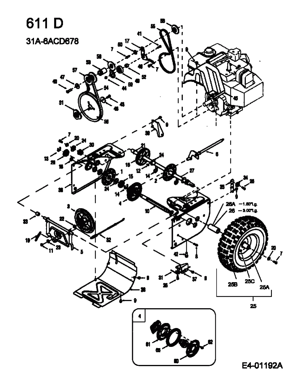 MTD Артикул 31A-6ACD678 (год выпуска 2005). Система привода, фрезерный диск, колеса