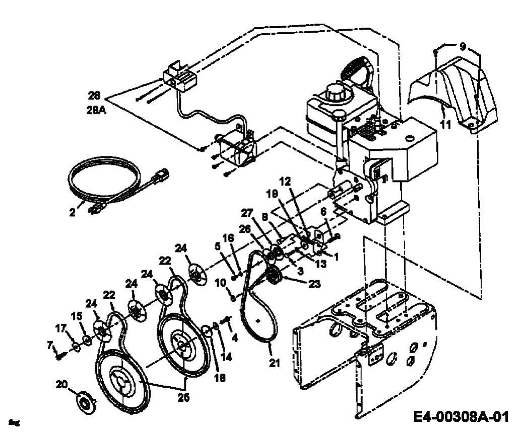 MTD Артикул 31AE740F678 (год выпуска 1998). Система привода, фрезерный диск