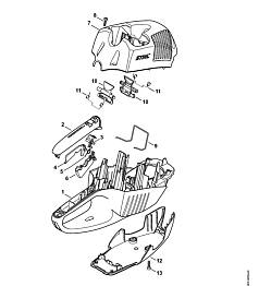 1 | Корпус рукоятки - Защитное прикрытие | HSA 66 | Аккумуляторные ножницы STIHL
