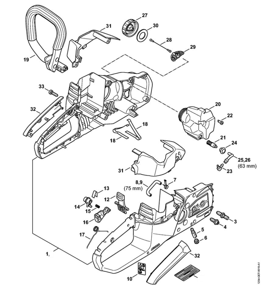 1 | Корпус рукоятки - Кожух | MSA 140 C-B |Аккумуляторный пила STIHL