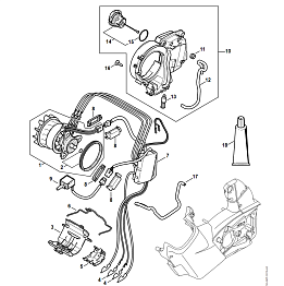 2 | Электродвигатель - Электронный модуль - Масляный бачок | MSA 161 T |Аккумуляторная пила STIHL