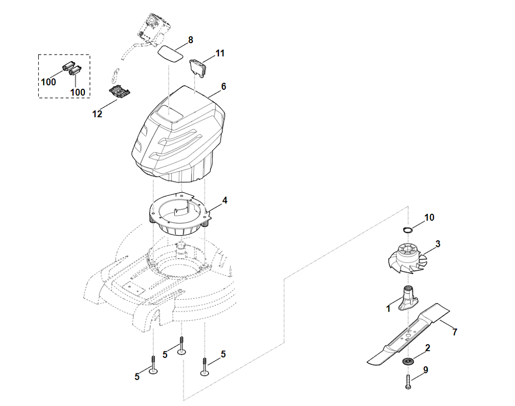 4 | D - Двигатель, нож | RMA 443.0 C | Аккумуляторная газонокосилка STIHL