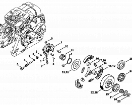 Mасляный насос - Муфта сцепления, ведущая звездочка MS 361, MS 361 C