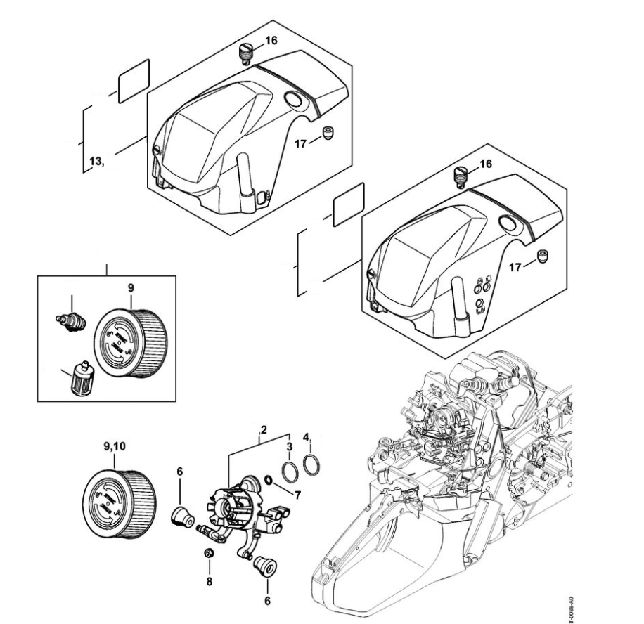 12 | Воздушный фильтр - Кожух | MS 362 C-M | M-Tronic | Бензопила STIHL