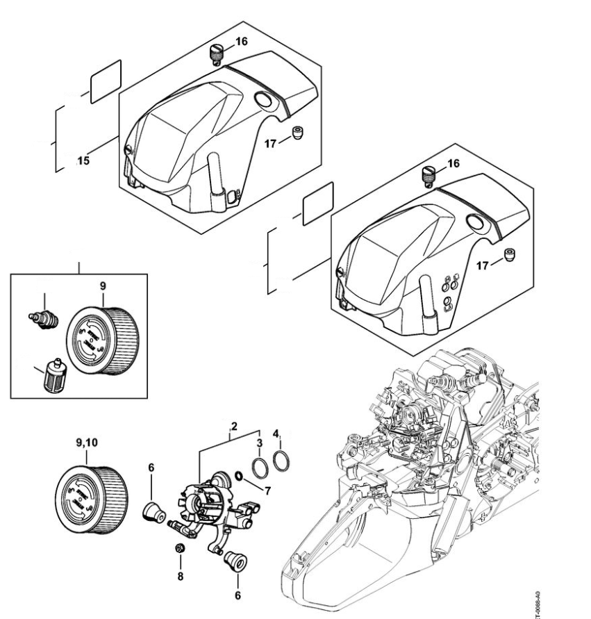 12 | Воздушный фильтр - Кожух | MS 362 C-M VW | M-Tronic | Бензопила STIHL