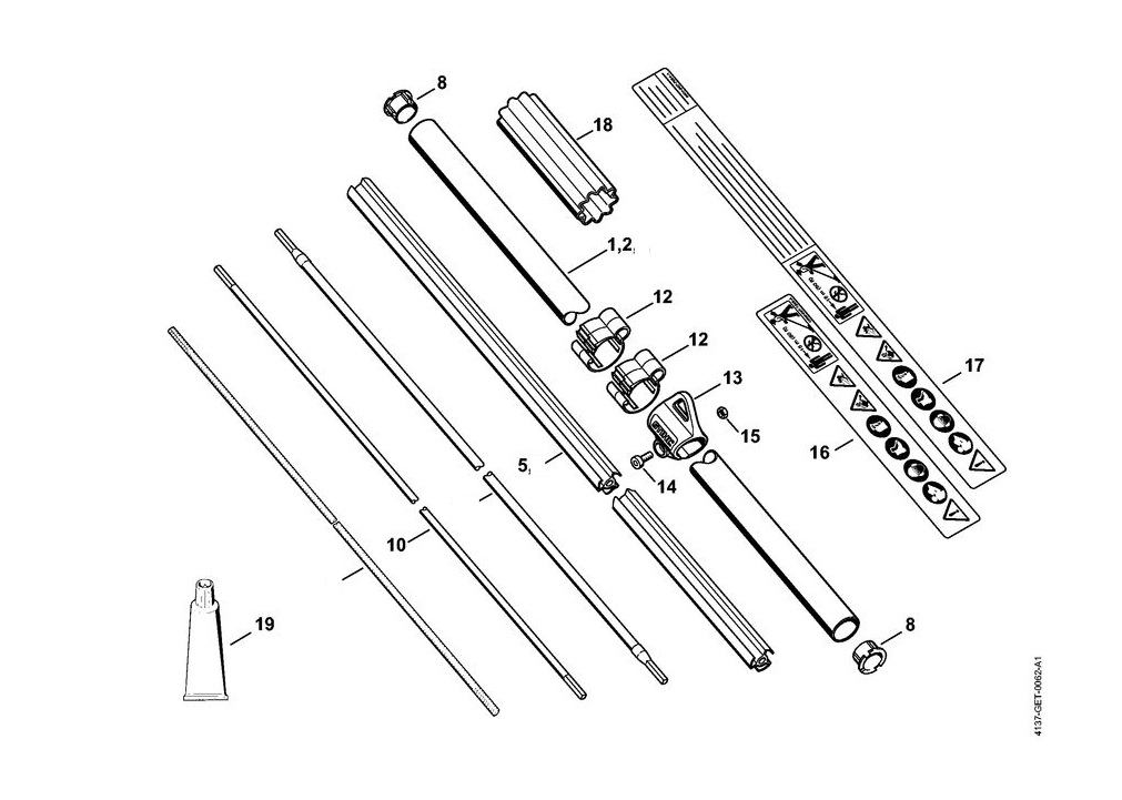 19 | Хвостовик FS 80, 80 R, 85, 85 R, 85 RX | FS 85 | Триммер STIHL