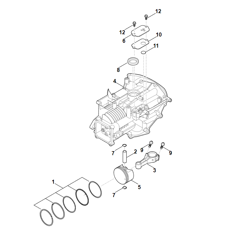 3 | C - Картер, поршень, шатун RM 248.2 T | EVC 200.3 (EVC200-0007) | Двигатель бензиновый