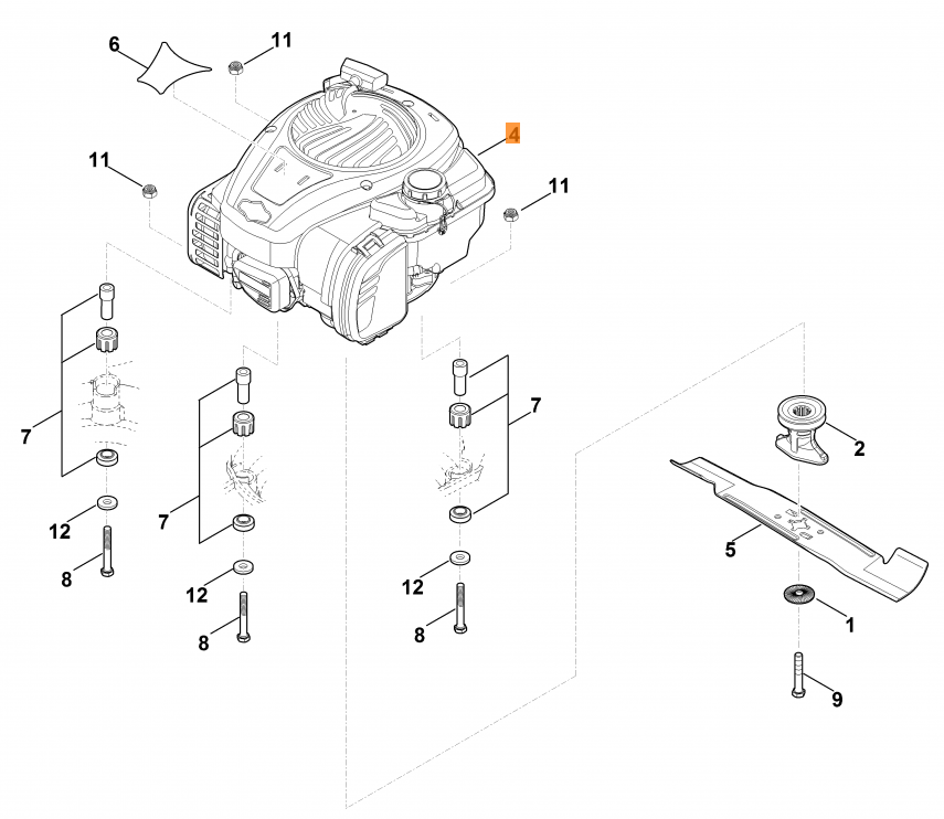 Газонокосилка (Stihl) | RM 448.0 TX | Двигатель, нож Briggs&Stratton