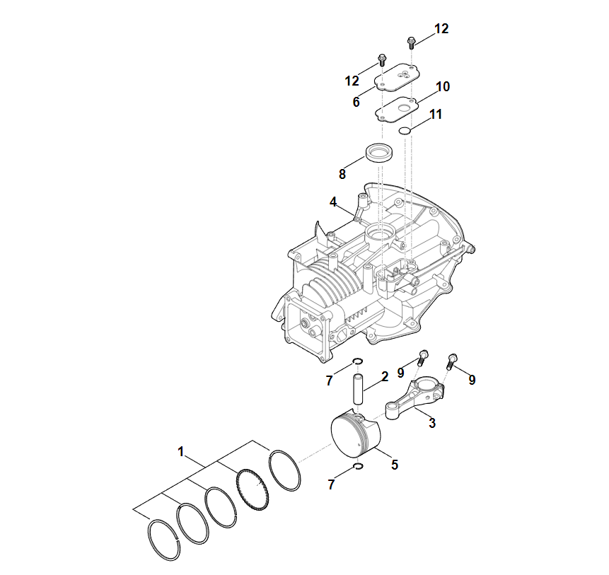 3 | C - Картер, поршень, шатун RM 448.1 TC | EVC 200.3 C (EVC200-0006) | Двигатель бензиновый