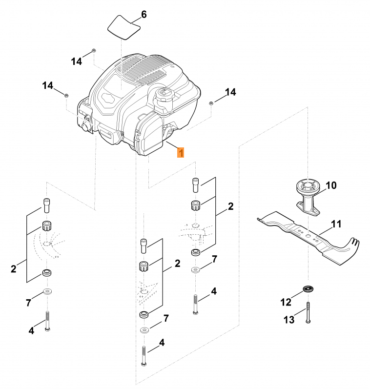 Газонокосилка (Stihl) | RM 545.0 V | Двигатель, нож