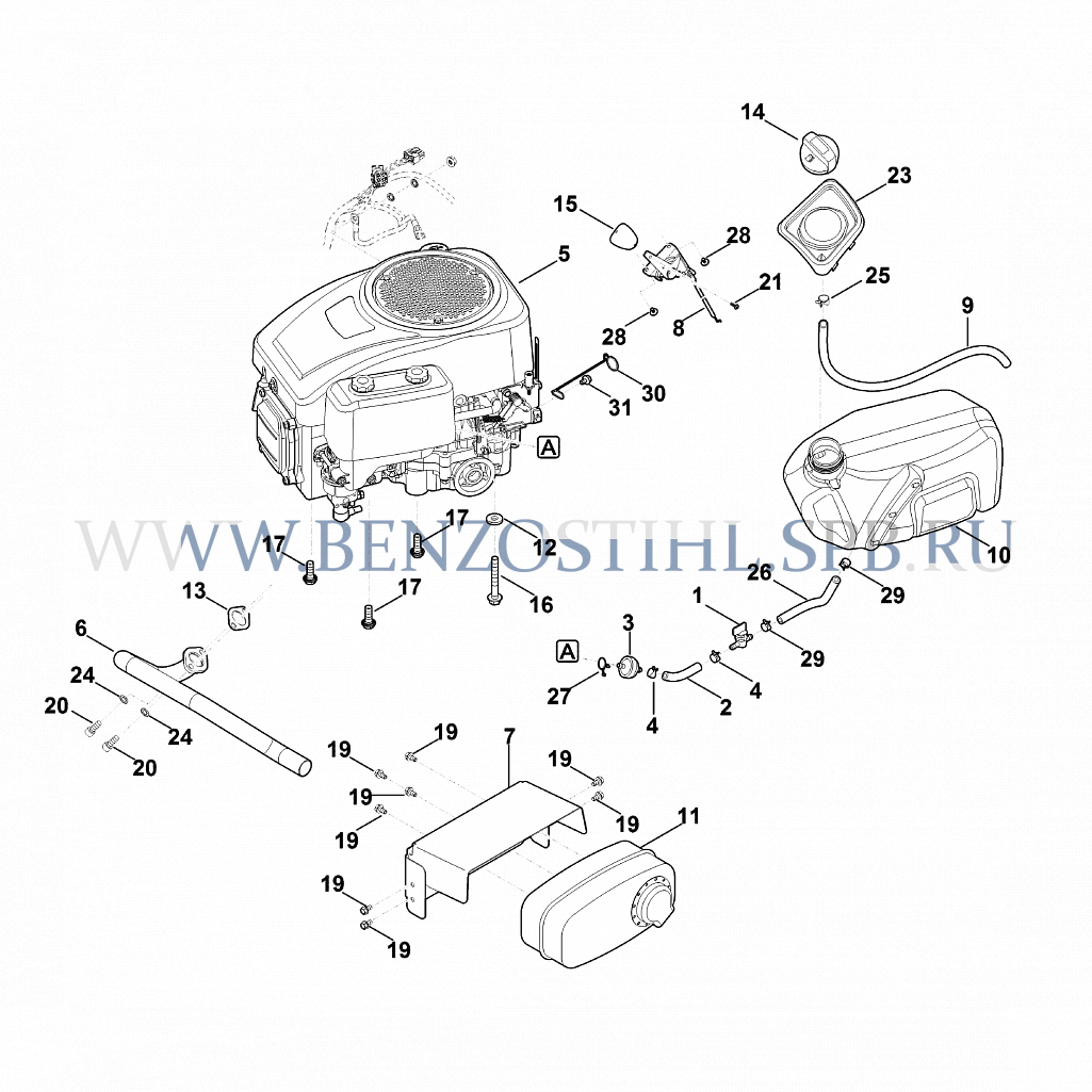Минитрактор-косилка (Stihl) | RT | RT 4082.0 | Двигатель, бак