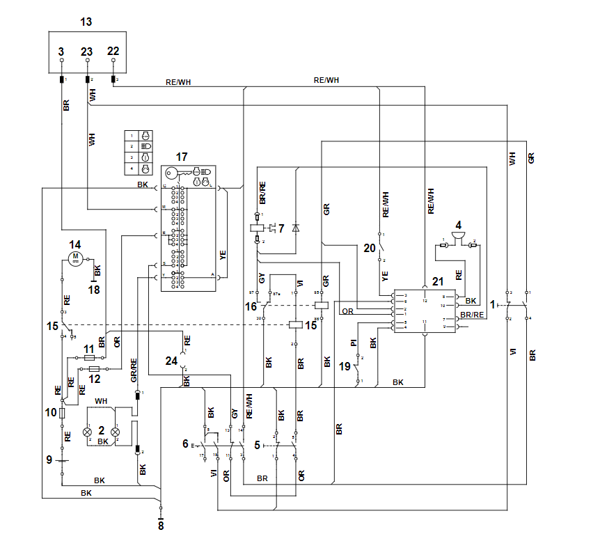 14 | N - Электрическая схема | Минитрактор-косилка RT 4097.1 SX