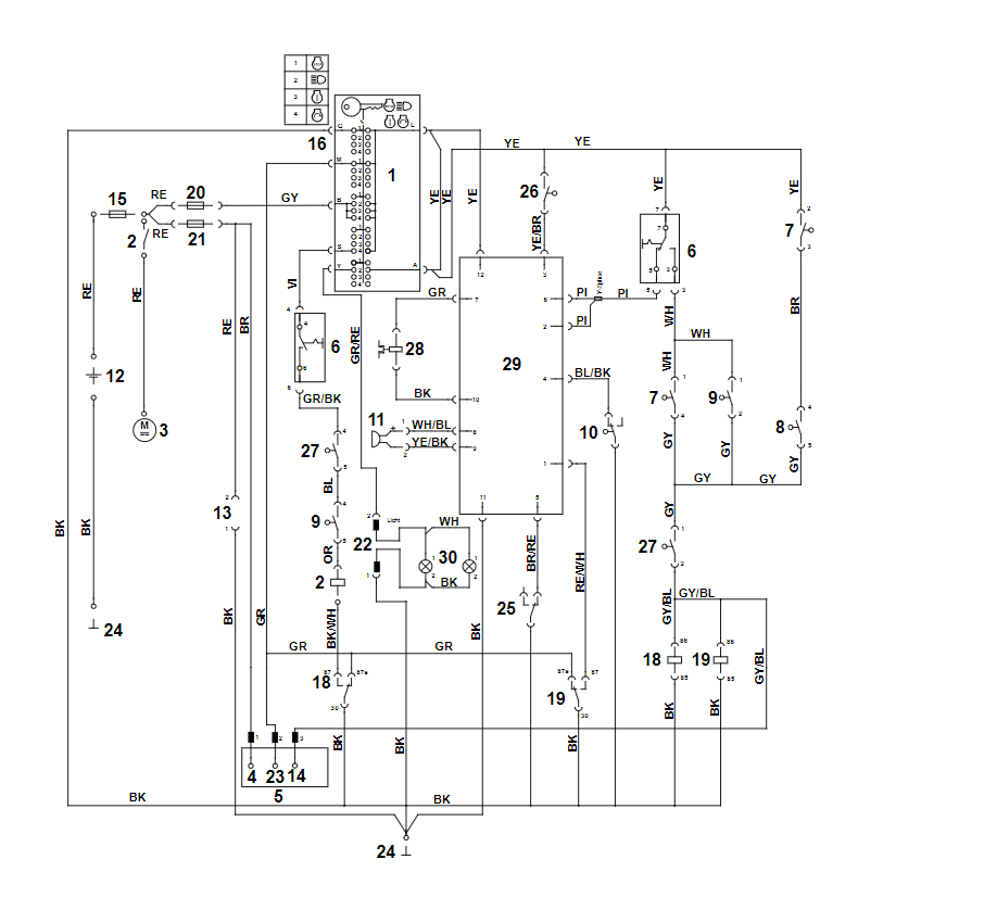 16 | P - Электрическая схема | Минитрактор-косилка RT 5097.1