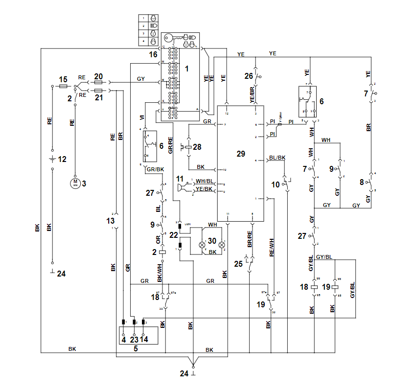 17 | Q - Электрическая схема | Минитрактор-косилка RT 5112.0 Z