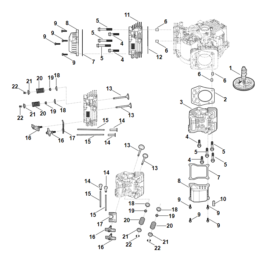 9 | I - Кулачковый вал, клапаны RT 6127.1 ZL | EVC 8000.0 (EVC8000-0001) | Двигатель бензиновый