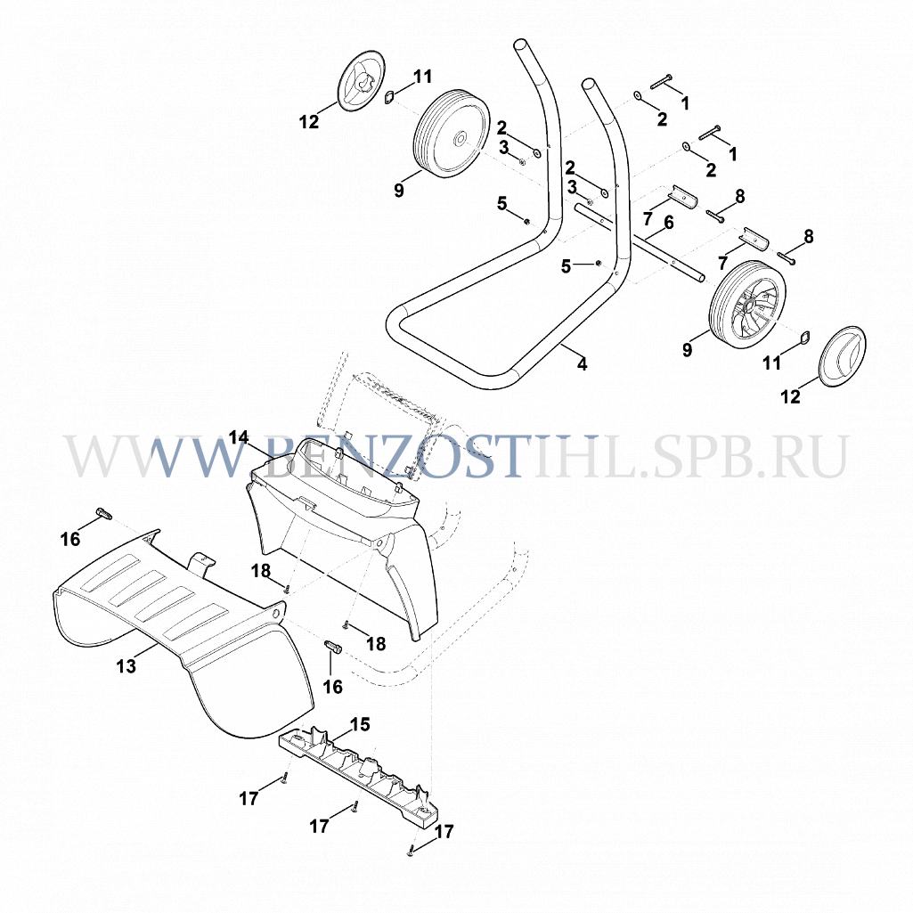 Электрические измельчители (Stihl) | GHE 250.0 | Стойка колеса