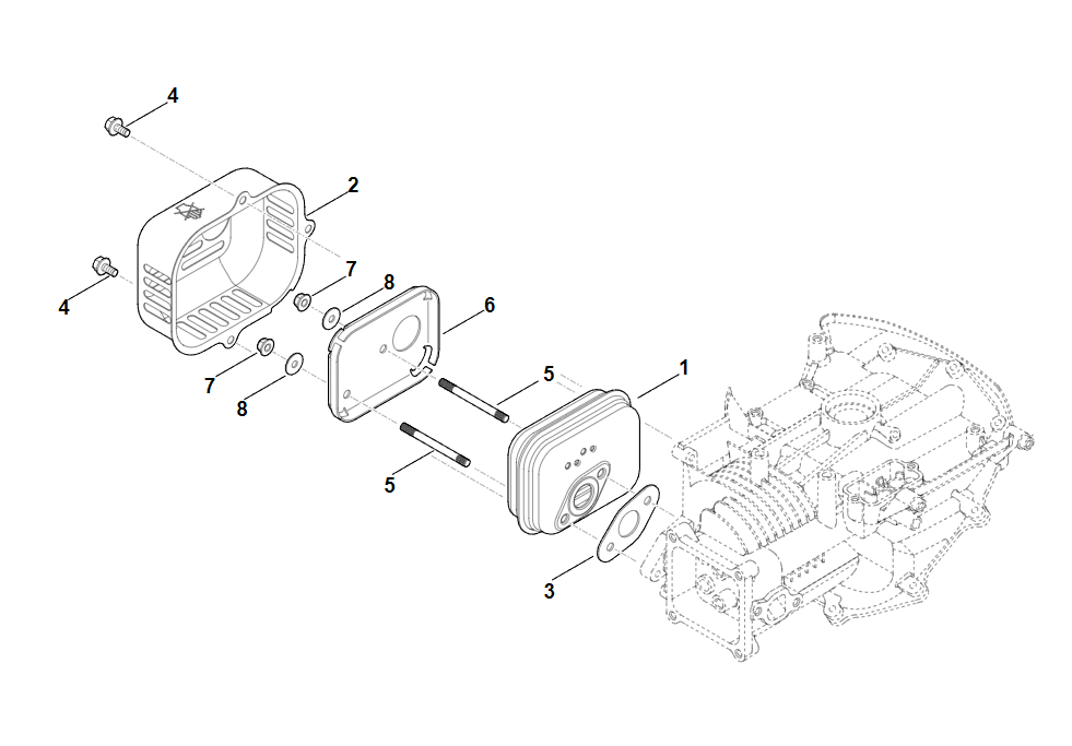 6 | F - Шумоглушитель MH 445.1 R | EVC 200.3 C (EVC200-0005) | Двигатель бензиновый