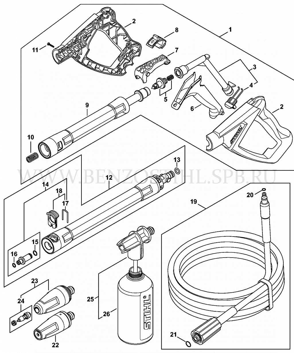 (STIHL) | RE 100 | Пистолет-распылитель - Стальная трубка