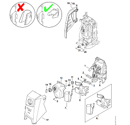 8 | Воздухопровод, Защитный колпак, Корпус выключателя | RE 130 PLUS | Мойка высокого давления STIHL