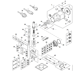 1 | Электродвигатель, Соединительный провод, Клапанный блок, Насос RE 150 | RE 150 | Мойка высокого давления STIHL