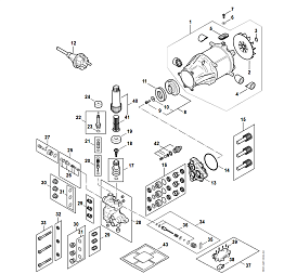 1 | Электродвигатель, Соединительный провод, Клапанный блок, Насос RE 170 | RE 170 | Мойка высокого давления STIHL