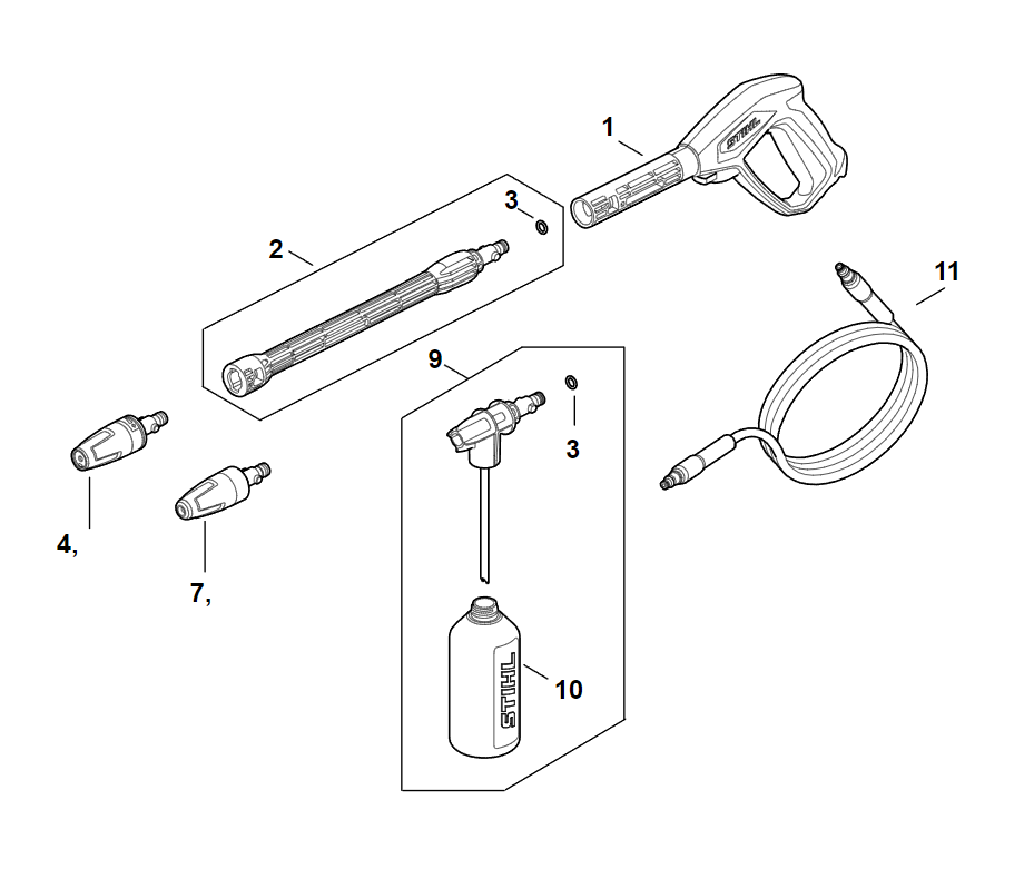 3 | Пистолет-распылитель - Струйная трубка | RE 80.0 X | Мойка высокого давления STIHL