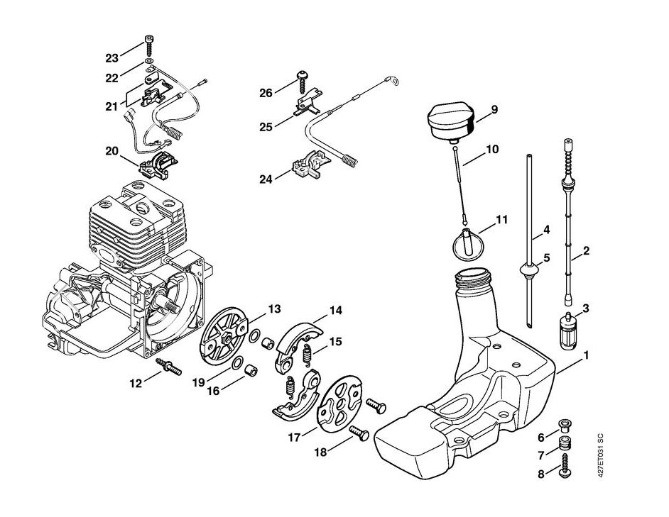 3 | Топливный бак - Муфта | BT 120 C | Мотобур STIHL