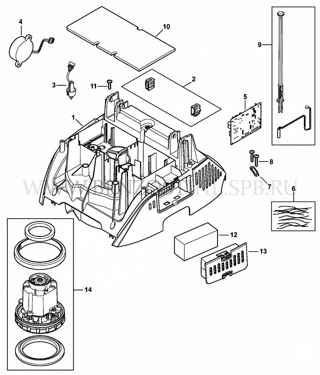 Пылесосы (SE) | SE 133 ME | Картер двигателя верхний- Электродвигатель Защитный