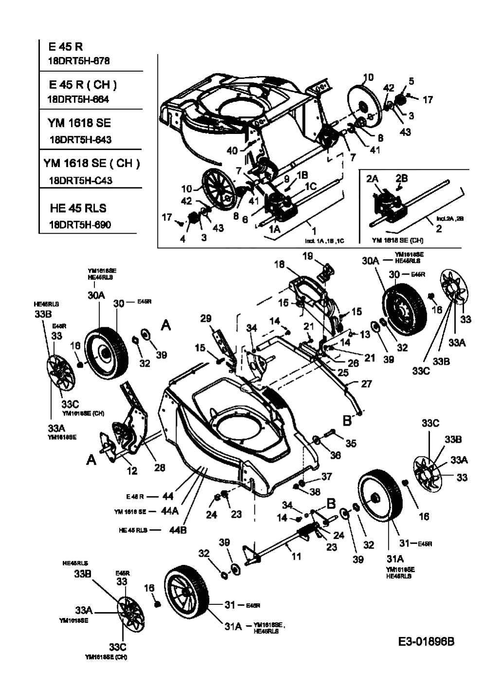MTD Артикул 18DRT5H-664 (год выпуска 2005). Коробка передач, колеса, регулятор высоты