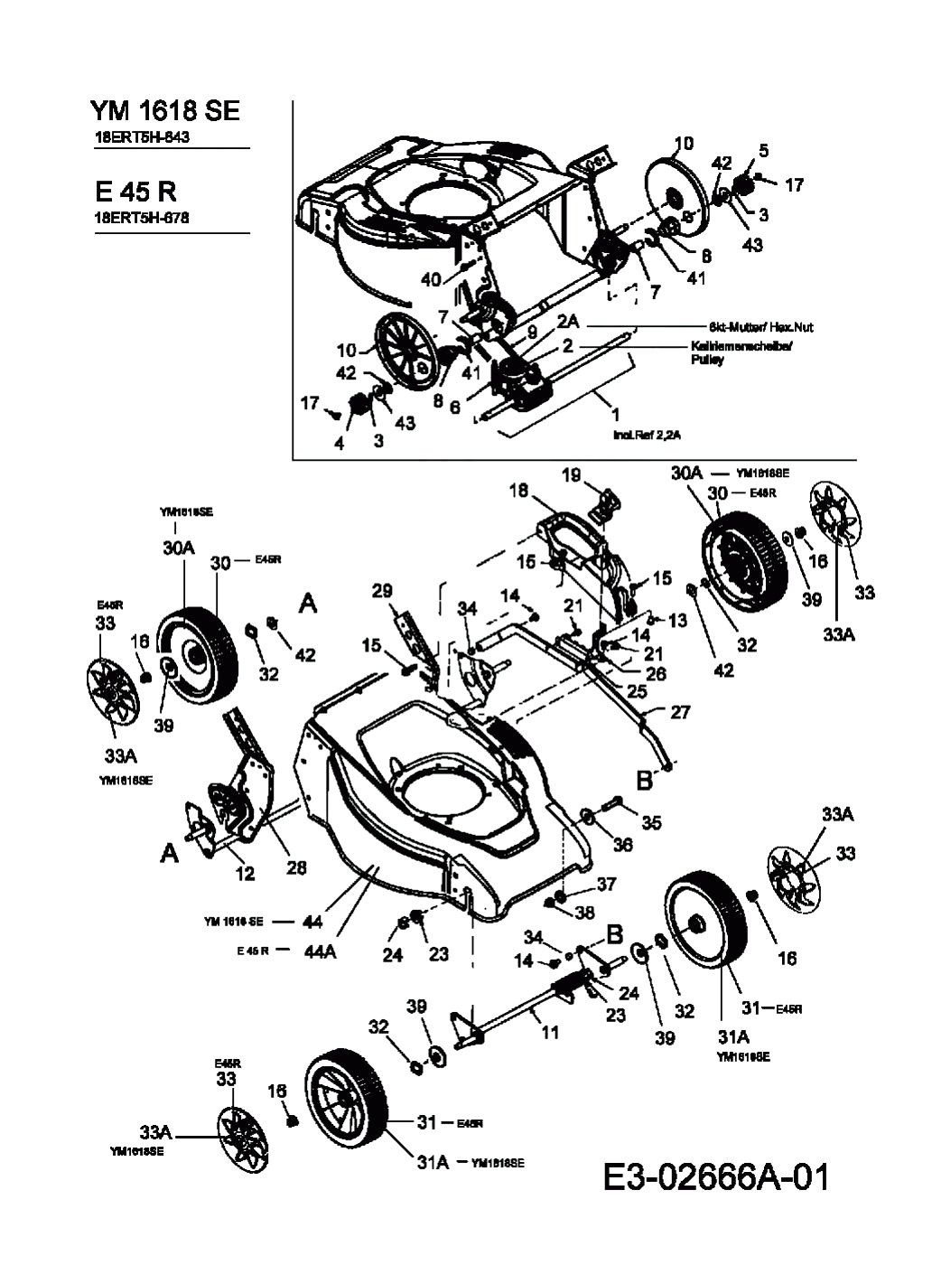 MTD Артикул 18ERT5H-678 (год выпуска 2006). Коробка передач, колеса, регулятор высоты