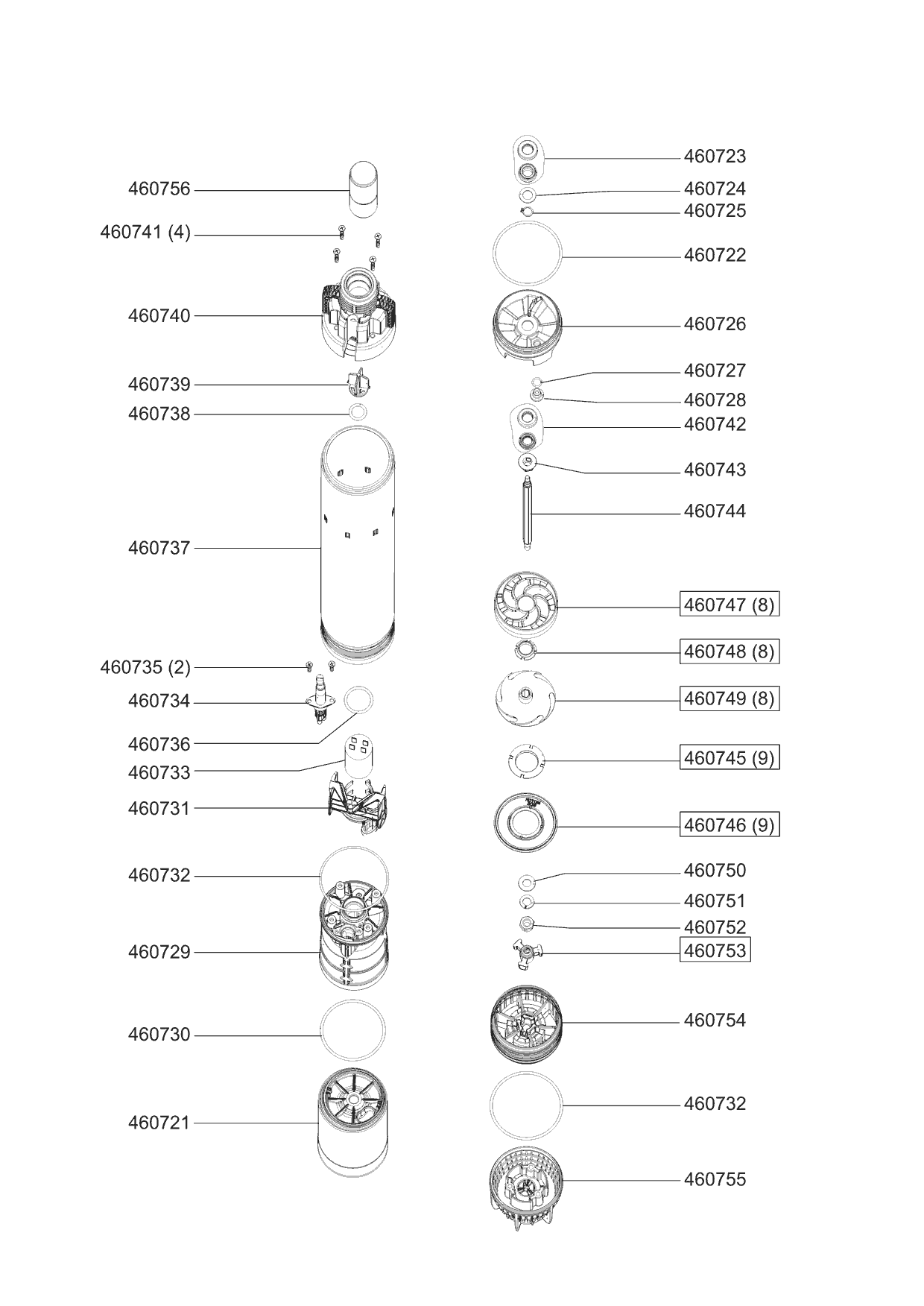 1 АЛКО AL-KO насос глубинный TBP 4800/8 Артикул: 112310 с 01/2005 до 09/2008 года