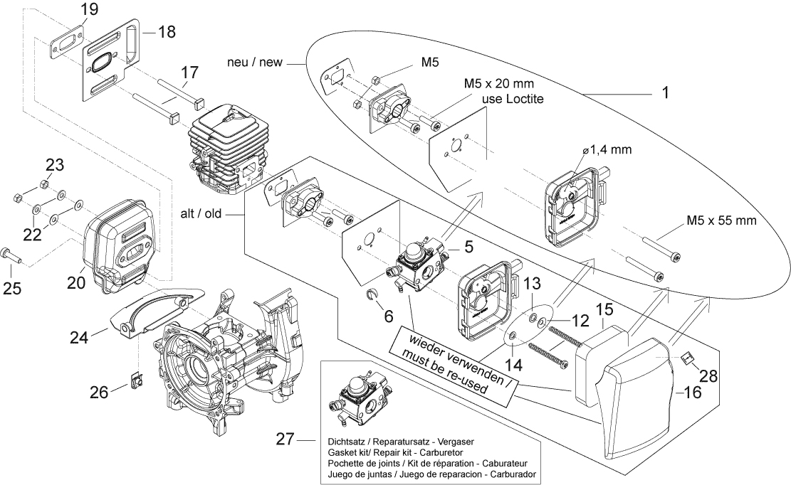 2 КАРБЮРАТОР, ФИЛЬТР AL-KO мотокоса 111 B EASY SOLO - 33CCM Артикул: 126590 с 05/2011